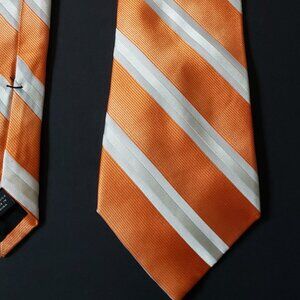 Silk Tie Express Design Studio Orange Silver White